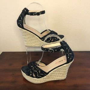 JustFab Black Lace Detailed Wedges